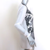 Stella McCartney Floral-Front Blouse White/Gray Silk Size 38 Long Sleeve Top