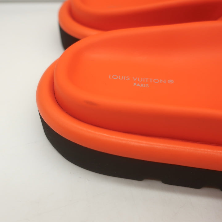 Louis Vuitton Pool Pillow Mules Orange Monogram Nylon Size 40 Flat Slide Sandals