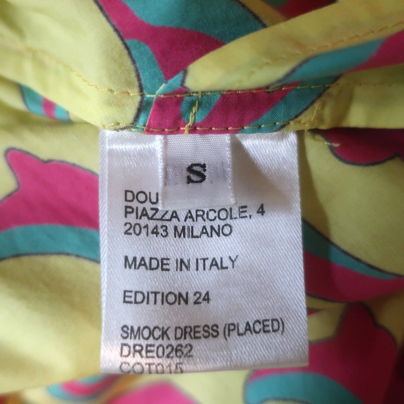 La DoubleJ Smock Midi Dress Yellow Cartwheel Giallo Print Cotton Size Small