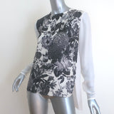 Stella McCartney Floral-Front Blouse White/Gray Silk Size 38 Long Sleeve Top