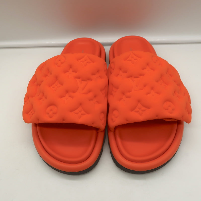 Louis Vuitton Pool Pillow Mules Orange Monogram Nylon Size 40 Flat Slide Sandals