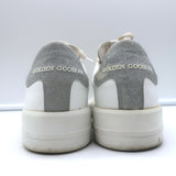 Golden Goose Purestar Sneakers White Leather with Silver Glitter Size 39