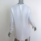 Stella McCartney Floral-Front Blouse White/Gray Silk Size 38 Long Sleeve Top
