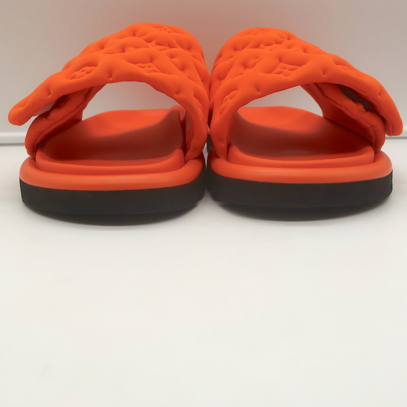 Louis Vuitton Pool Pillow Mules Orange Monogram Nylon Size 40 Flat Slide Sandals