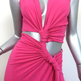 Sid Neigum Cut-Out Twisted Maxi Dress Pink Stretch Jersey Size Extra Small
