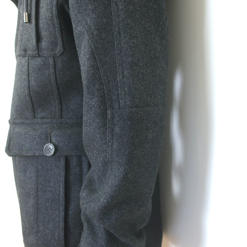 D&amp;G Dolce &amp; Gabbana Shearling &amp; Fur Collar Wool Parka Jacket Charcoal Size 48