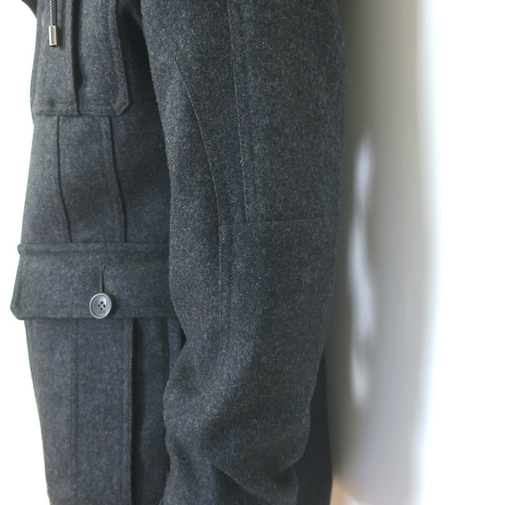 D&amp;G Dolce &amp; Gabbana Shearling &amp; Fur Collar Wool Parka Jacket Charcoal Size 48