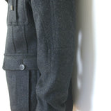 D&G Dolce & Gabbana Shearling & Fur Collar Wool Parka Jacket Charcoal Size 48