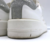 Golden Goose Purestar Sneakers White Leather with Silver Glitter Size 39
