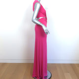 Sid Neigum Cut-Out Twisted Maxi Dress Pink Stretch Jersey Size Extra Small