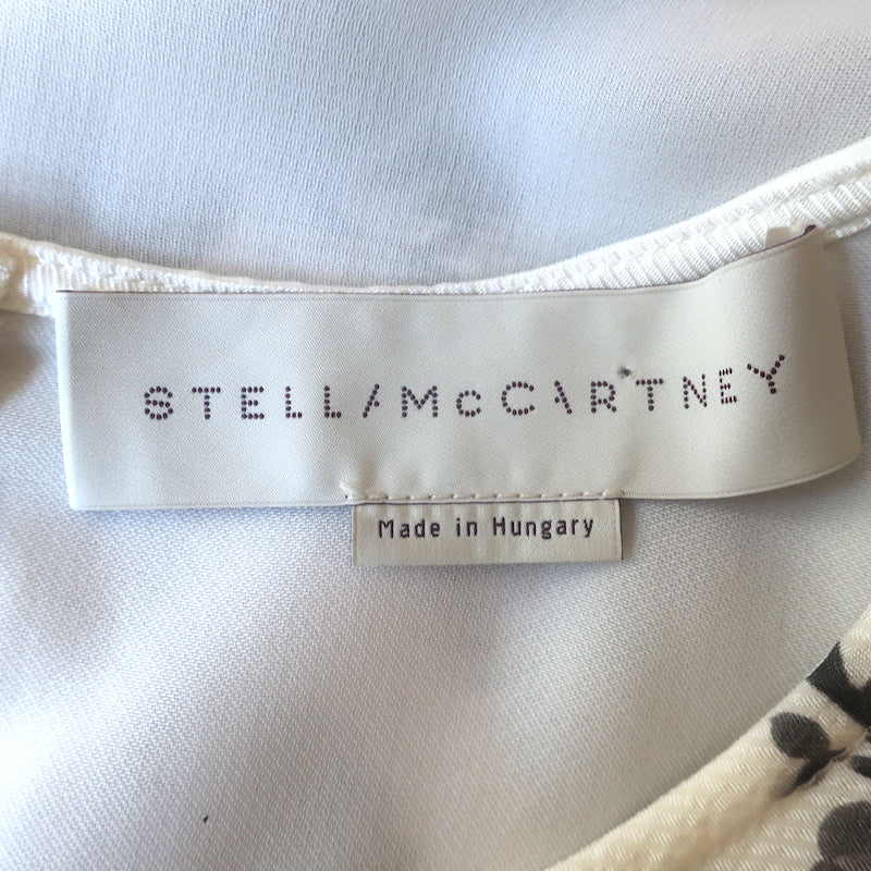 Stella McCartney Floral-Front Blouse White/Gray Silk Size 38 Long Sleeve Top