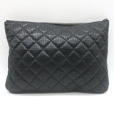 Chanel 2015 O Case Clutch Black Perforated Lambskin Leather