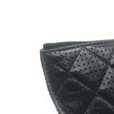Chanel 2015 O Case Clutch Black Perforated Lambskin Leather