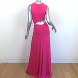 Sid Neigum Cut-Out Twisted Maxi Dress Pink Stretch Jersey Size Extra Small