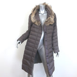 Bogner Fur-Collar Down Puffer Coat Mauve Gray Size US 8