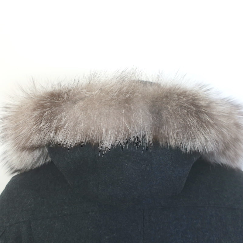 D&amp;G Dolce &amp; Gabbana Shearling &amp; Fur Collar Wool Parka Jacket Charcoal Size 48
