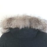 D&G Dolce & Gabbana Shearling & Fur Collar Wool Parka Jacket Charcoal Size 48