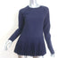 Sportmax Pleated Peplum Sweater Navy Stretch Knit Size Medium