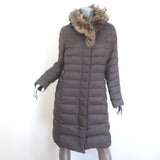 Bogner Fur-Collar Down Puffer Coat Mauve Gray Size US 8
