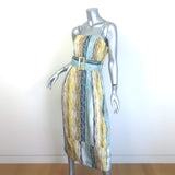Rosie Assoulin Artichoke Belted Striped Twill Midi Dress Blue/Yellow Size 4 NEW