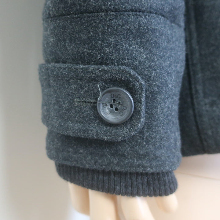 D&amp;G Dolce &amp; Gabbana Shearling &amp; Fur Collar Wool Parka Jacket Charcoal Size 48
