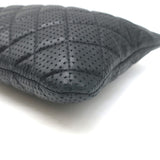 Chanel 2015 O Case Clutch Black Perforated Lambskin Leather