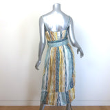 Rosie Assoulin Artichoke Belted Striped Twill Midi Dress Blue/Yellow Size 4 NEW