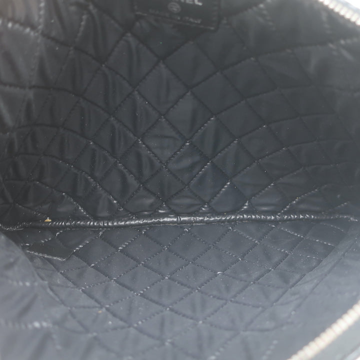 Chanel 2015 O Case Clutch Black Perforated Lambskin Leather