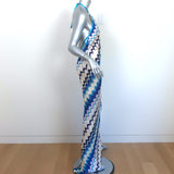 Alexis Halter Maxi Dress Celestine Blue Waves Knit Size Medium