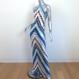Alexis Halter Maxi Dress Celestine Blue Waves Knit Size Medium