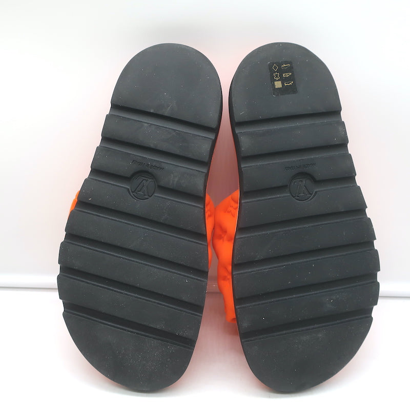 Louis Vuitton Pool Pillow Mules Orange Monogram Nylon Size 40 Flat Slide Sandals