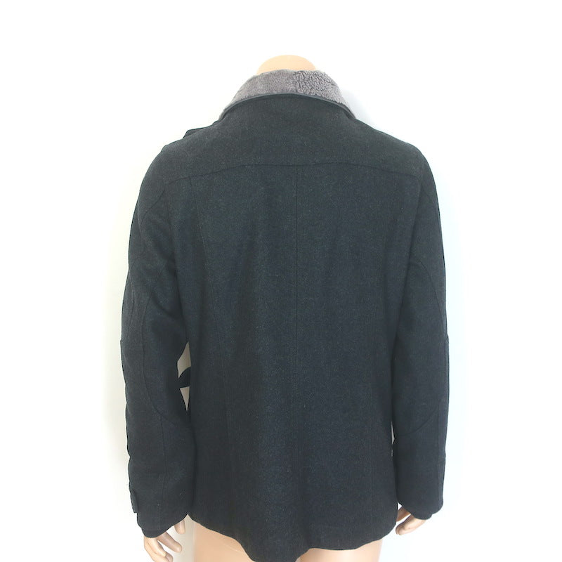 D&amp;G Dolce &amp; Gabbana Shearling &amp; Fur Collar Wool Parka Jacket Charcoal Size 48