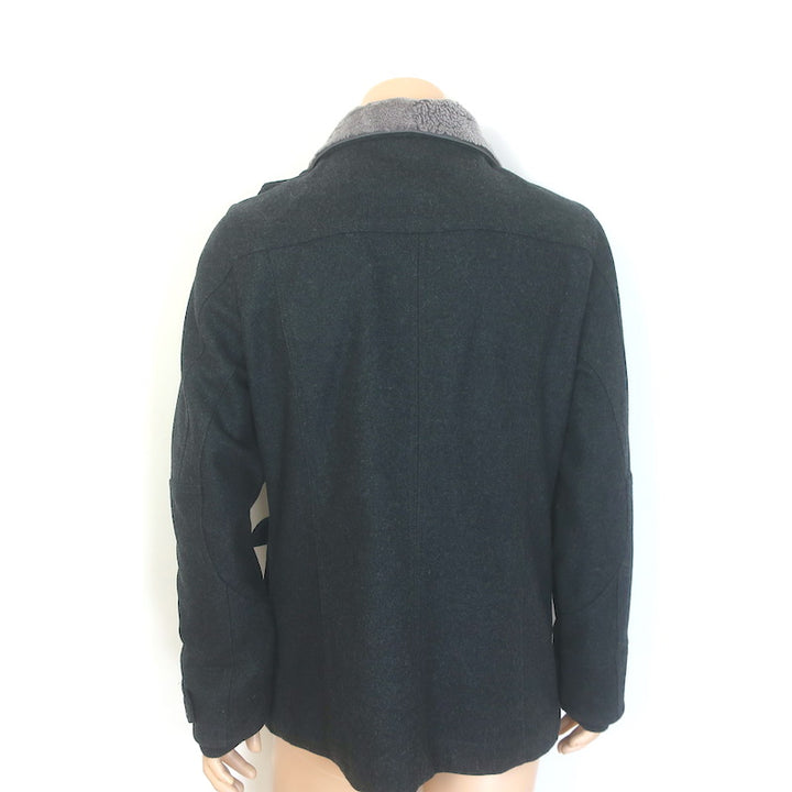 D&amp;G Dolce &amp; Gabbana Shearling &amp; Fur Collar Wool Parka Jacket Charcoal Size 48
