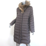 Bogner Fur-Collar Down Puffer Coat Mauve Gray Size US 8