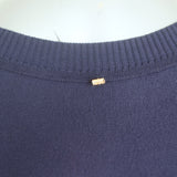 Sportmax Pleated Peplum Sweater Navy Stretch Knit Size Medium