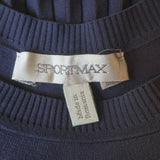 Sportmax Pleated Peplum Sweater Navy Stretch Knit Size Medium
