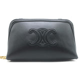 Celine Cuir Triomphe Clutch on Chain Black Leather Crossbody