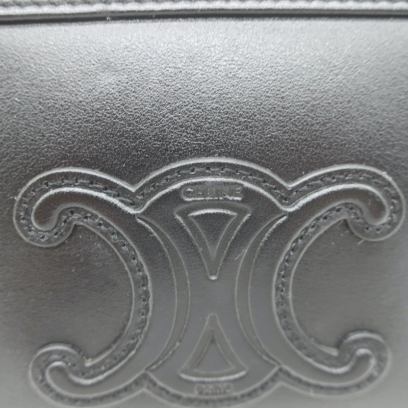 Celine Cuir Triomphe Clutch on Chain Black Leather Crossbody