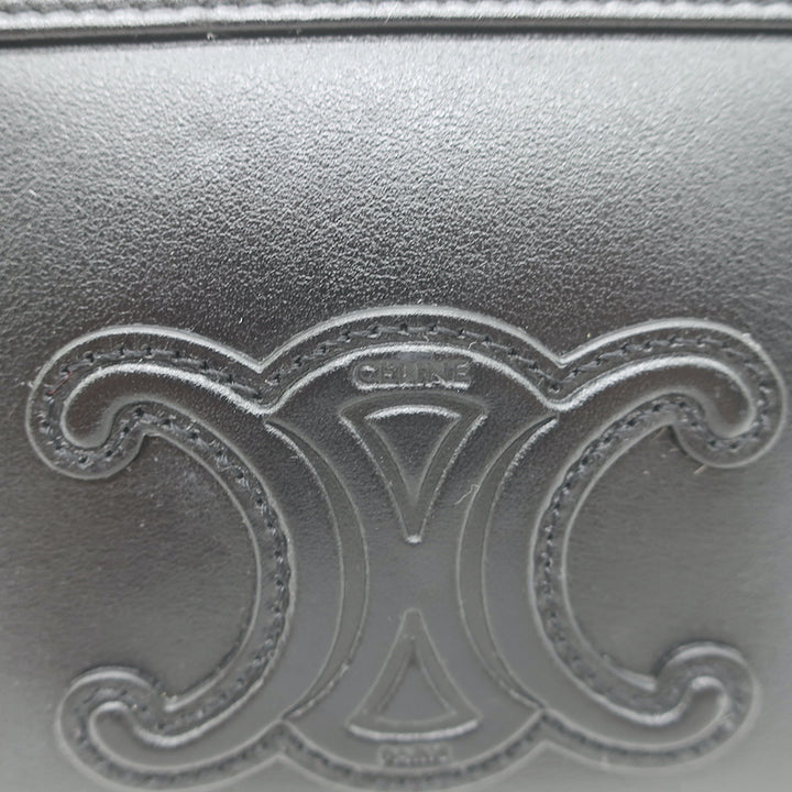 Celine Cuir Triomphe Clutch on Chain Black Leather Crossbody