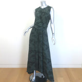 Altuzarra Penny Wrap-Effect Maxi Dress Forest Green Printed Silk Size 40