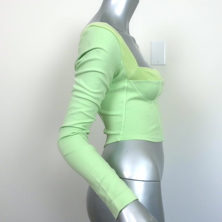 Noam Tula Cropped Bustier Top Lime Stretch Jersey Size Small NEW
