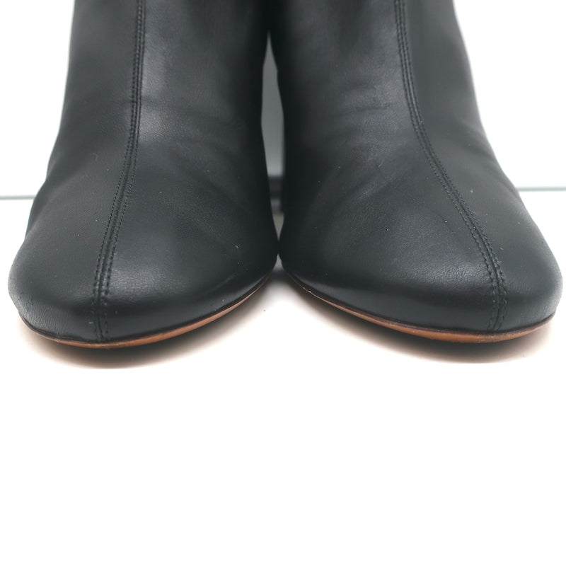Celine Booties Black Leather Size 38.5 High Heel Ankle Boots