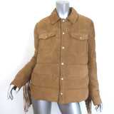 Polo Ralph Lauren Fringed Suede Puffer Jacket Brown Size Medium