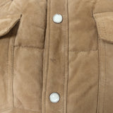 Polo Ralph Lauren Fringed Suede Puffer Jacket Brown Size Medium