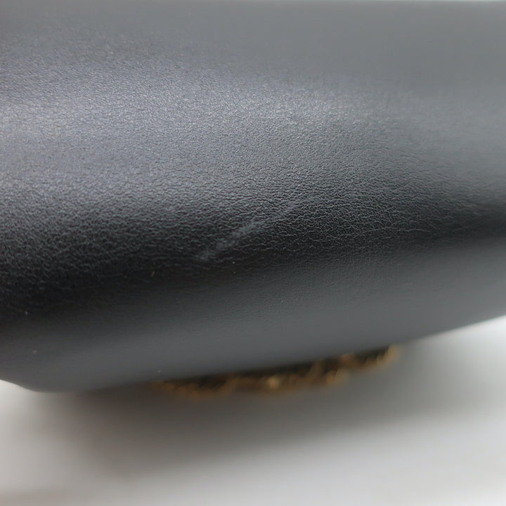 Celine Cuir Triomphe Clutch on Chain Black Leather Crossbody