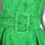 Rosie Assoulin Artichoke Belted Jacquard Midi Dress Emerald Size 4