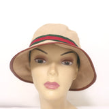 Gucci GG Web-Trimmed Bucket Hat Beige Canvas Size Medium