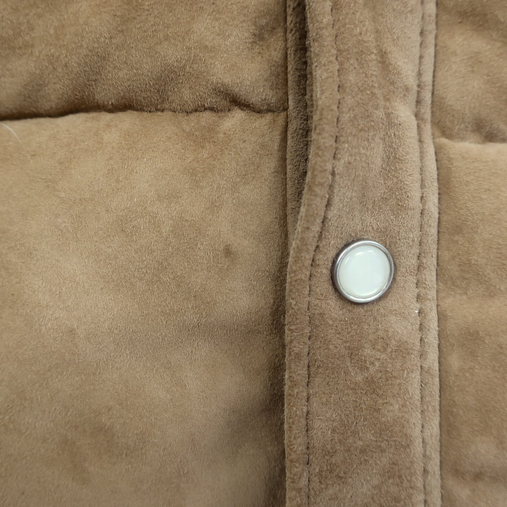 Polo Ralph Lauren Fringed Suede Puffer Jacket Brown Size Medium