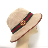 Gucci GG Web-Trimmed Bucket Hat Beige Canvas Size Medium