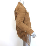 Polo Ralph Lauren Fringed Suede Puffer Jacket Brown Size Medium